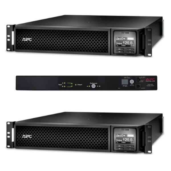 2 APC SRT1500RMXLA with 1 AP7750A